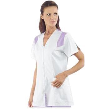 CASACCA SANTORINI BIANCA / LILLA' MANICA CORTA 65% POLI 35% COTO